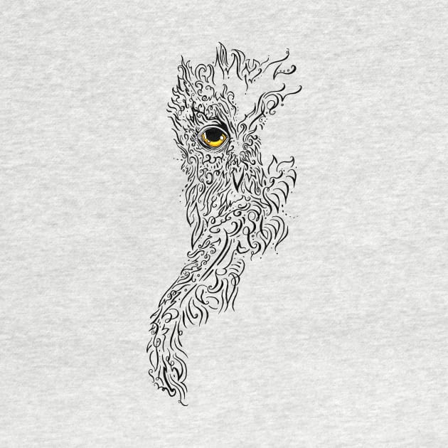 Owl Calligraphic Flourish Tattoo Design by Jarrodjvandenberg